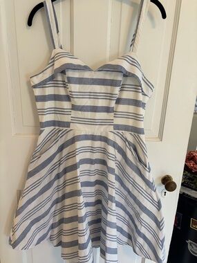 Trixxi Nautical Striped Lined Summer Sundress with Blue and White Stripes